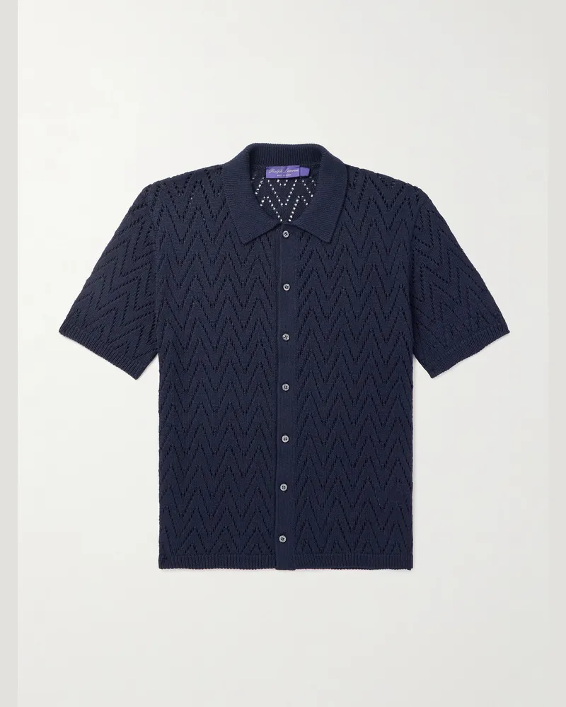 Ralph Lauren Strickhemd aus strukturierter Baumwolle Blau