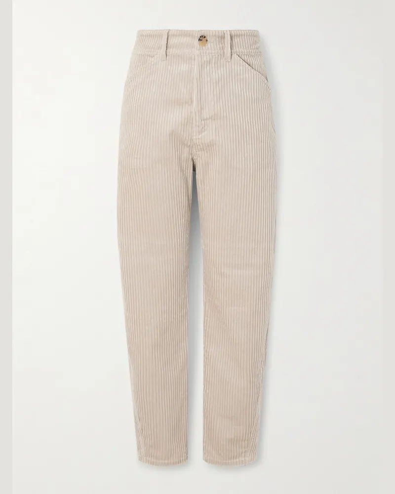 Brunello Cucinelli Schmal geschnittene und schmaler zulaufende Hose aus Baumwollcord Neutral