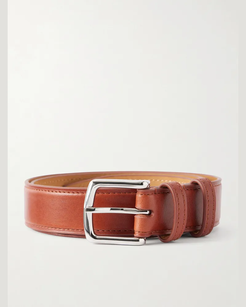 George Cleverley 3cm Leather Belt Brown