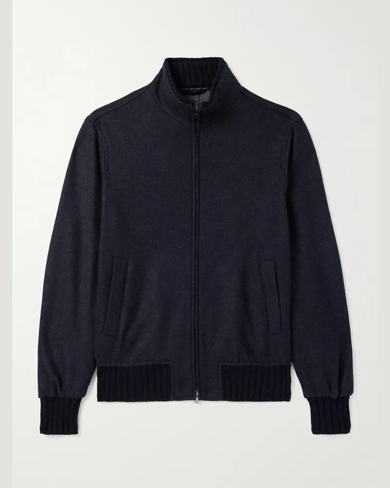 Thom Sweeney Bomberjacke aus Filz aus einer Kaschmirmischung Blau