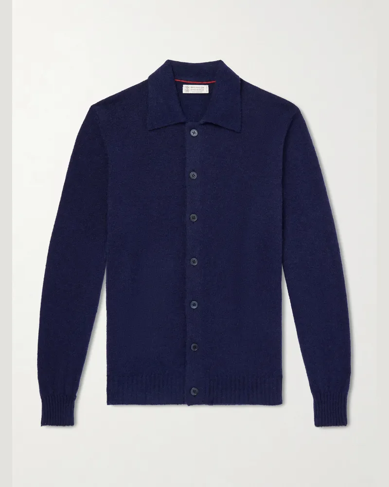 Brunello Cucinelli Alpaca-Blend Cardigan Blue