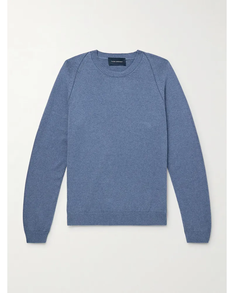 Thom Sweeney Pullover aus Baumwolle Blau