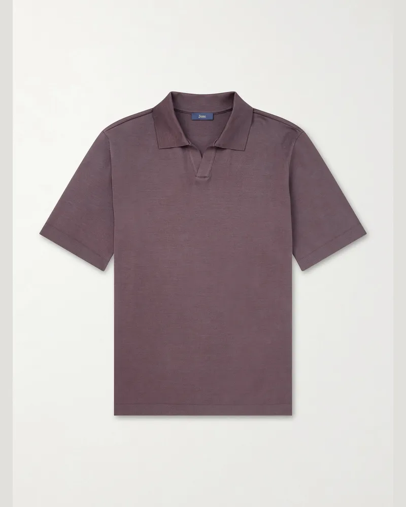 Herno Cotton Knitted Polo Shirt Brown