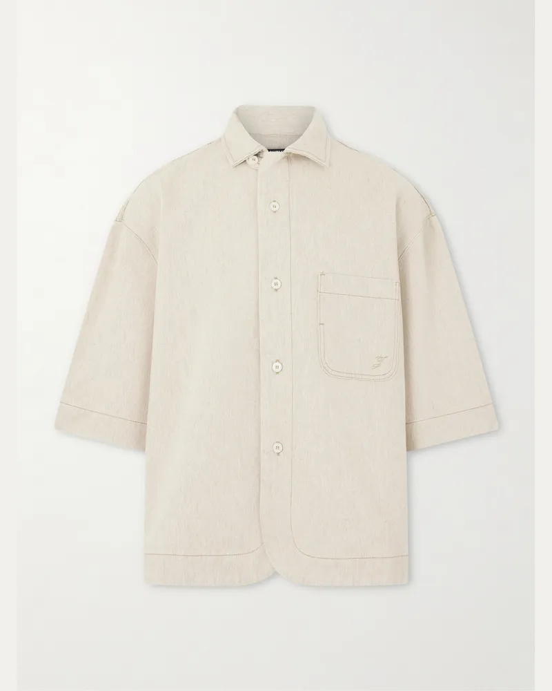 Jacquemus Paysan Cotton and Hemp-Blend Denim Shirt Neutrals