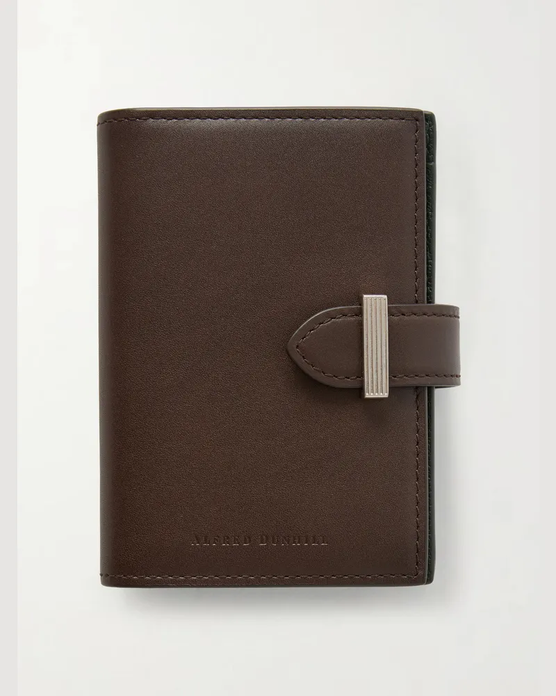 Dunhill Alfred Business Card Case Patina-Leather Cardholder Brown