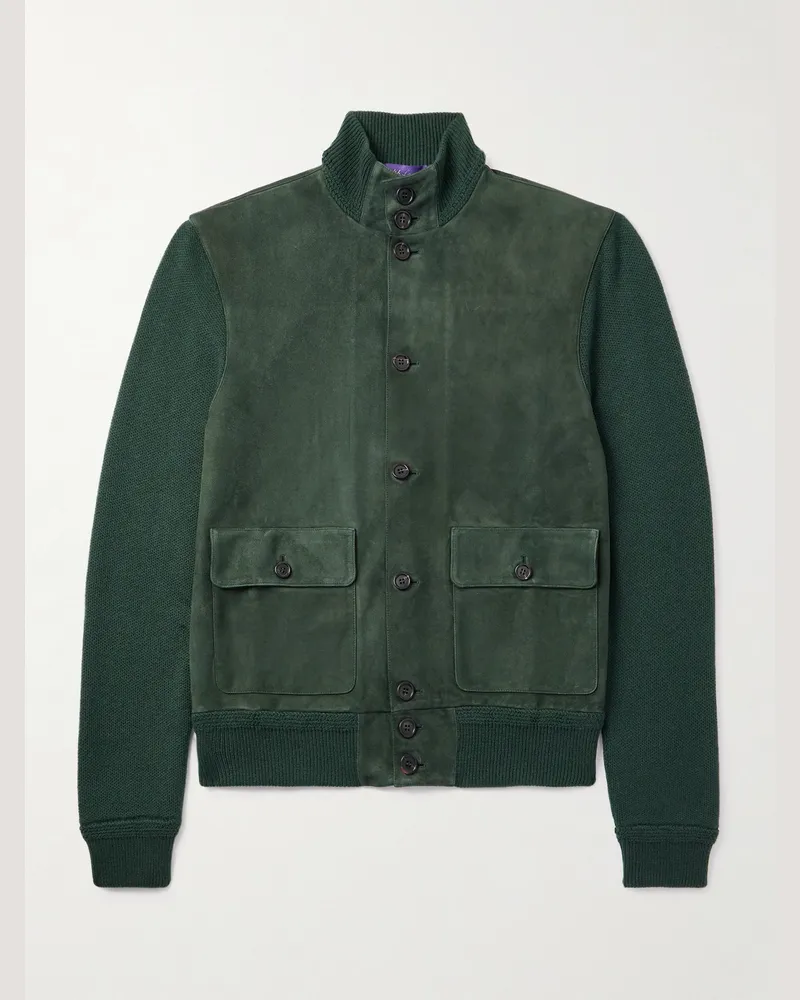 Ralph Lauren Jacke aus Kaschmir mit Velourslederbesatz Grün