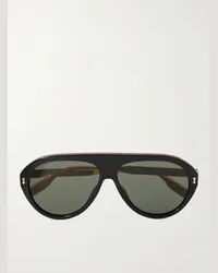 Gucci Pilotensonnenbrille aus Azetat mit goldfarbenen Details Schwarz