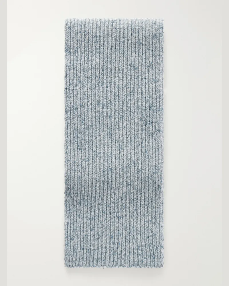 Inis Meáin Ribbed Cashmere Scarf Blue