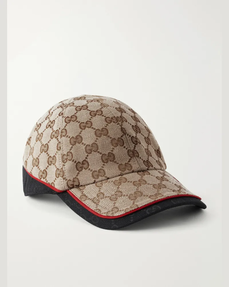 Gucci Monogrammed Twill Cap Neutrals