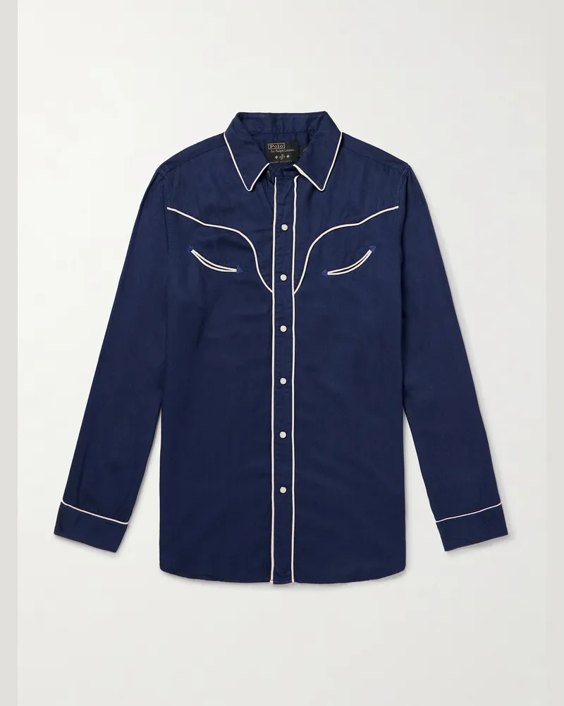 Ralph Lauren Naiomi Glasses Hemd im Western-Stil aus Modal Blau