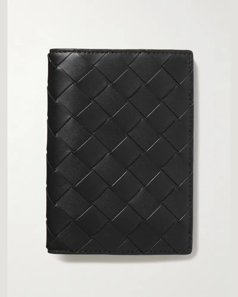 Bottega Veneta Intrecciato Leather Passport Case Black