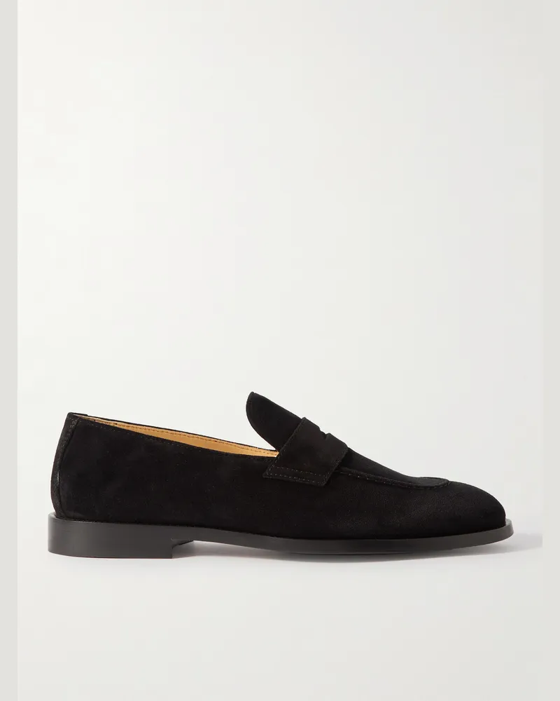Brunello Cucinelli Flex Suede Penny Loafers Black