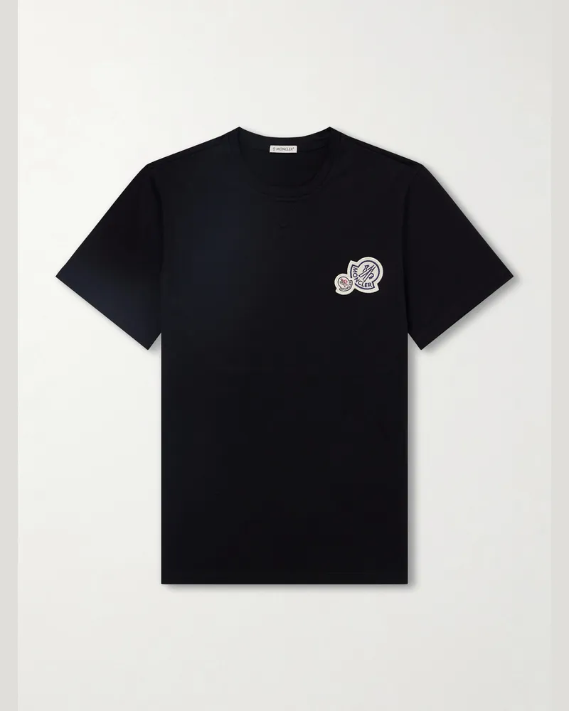 Moncler Logo-Appliquéd Cotton-Jersey T-Shirt Black