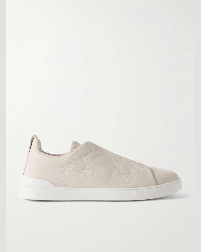 Ermenegildo Zegna Triple Stitch Sneakers aus vollnarbigem Leder und Veloursleder Neutral