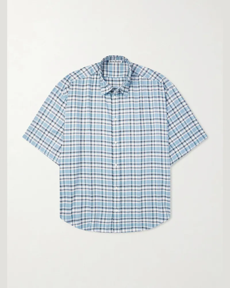 Acne Studios Checked Woven Shirt Blue