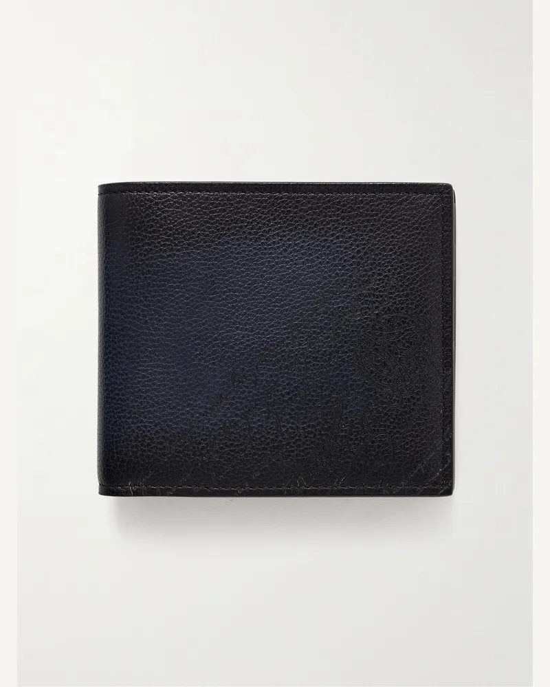 Berluti Makore Scritto aufklappbares Portemonnaie aus vollnarbigem Venezia-Softy-Leder Blau