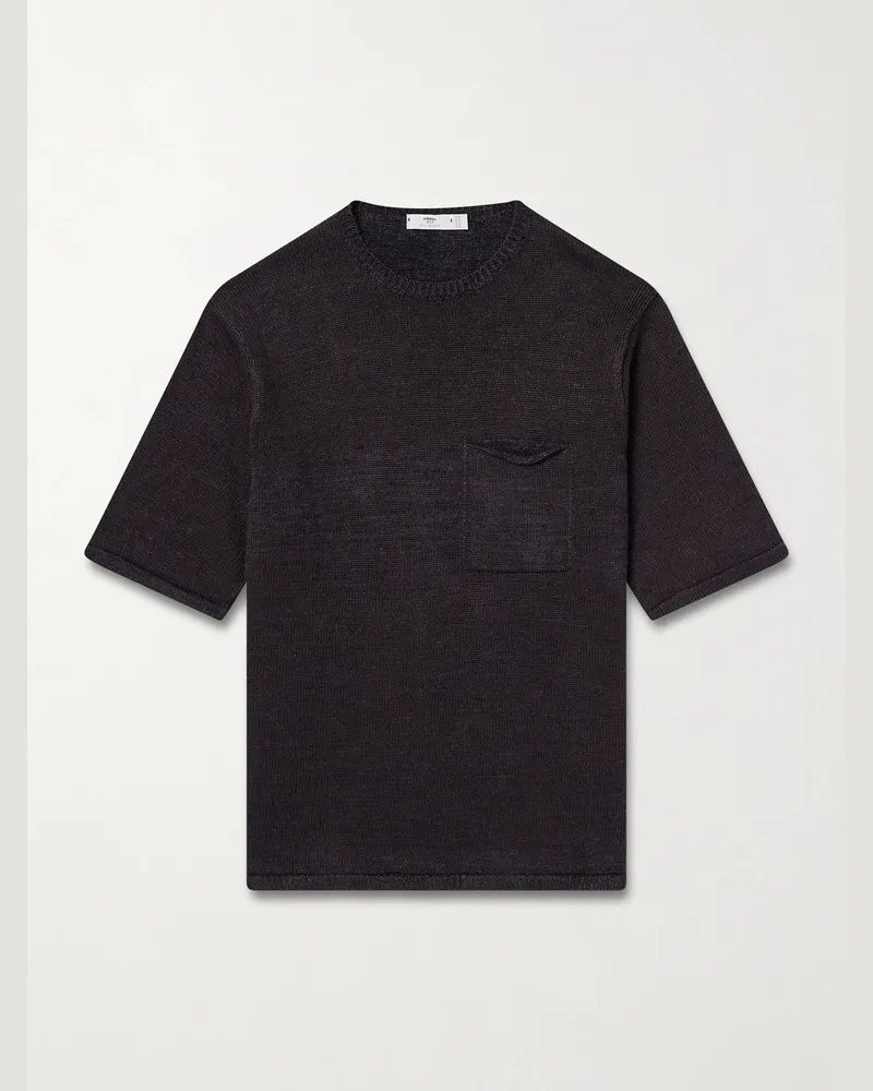 Inis Meáin T-Shirt aus Leinenstrick Braun