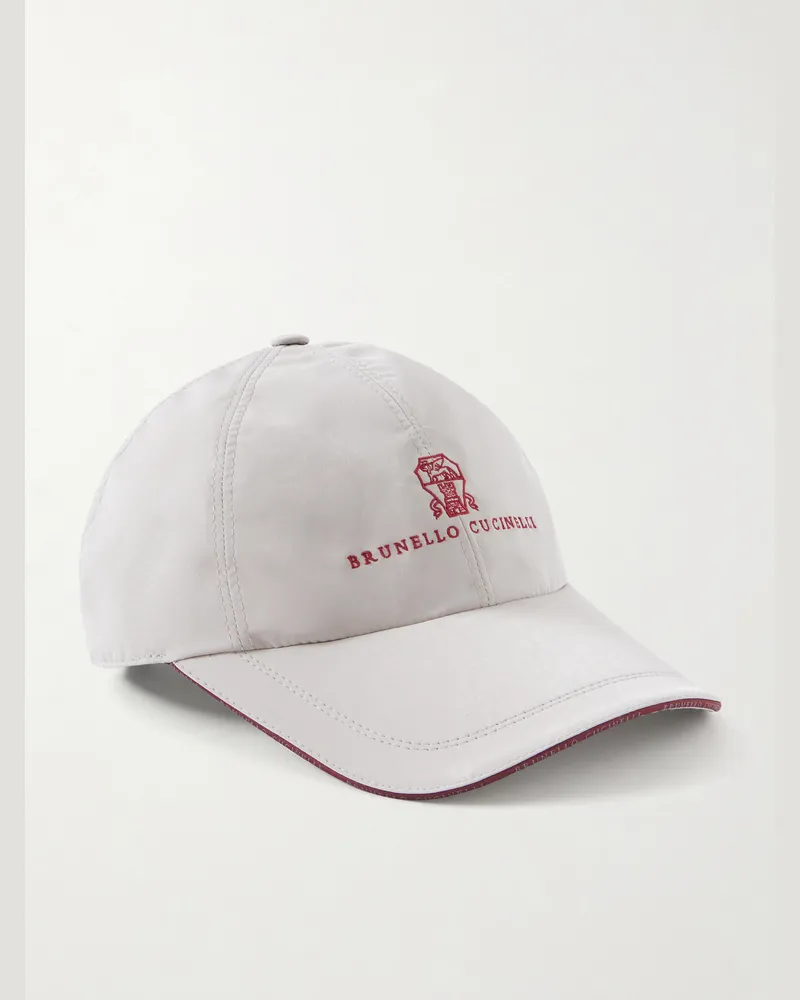 Brunello Cucinelli Logo-Embroidered Shell Cap Gray