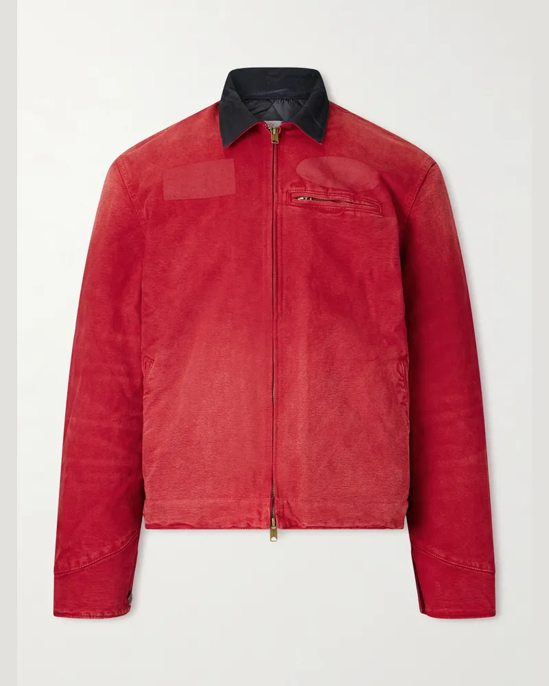 Cherry Los Angeles Wattierte Arbeitsjacke aus sonnengebleichtem Denim Rot