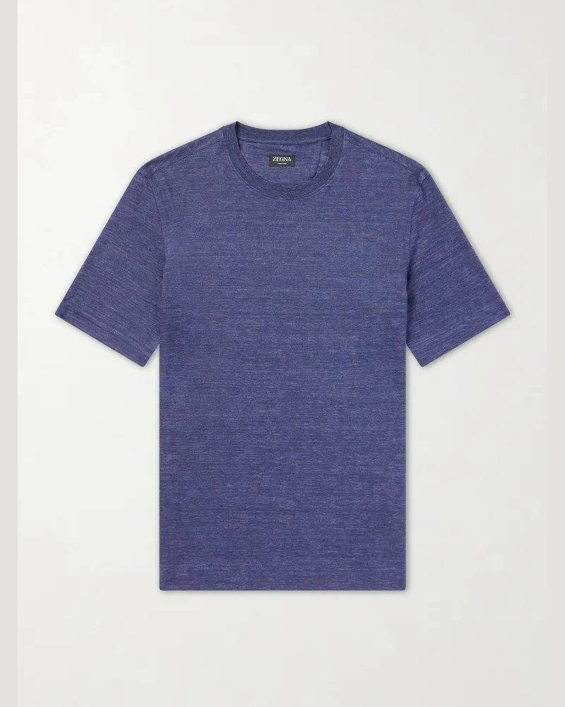 Ermenegildo Zegna Oasi Knitted Linen T-Shirt Blue
