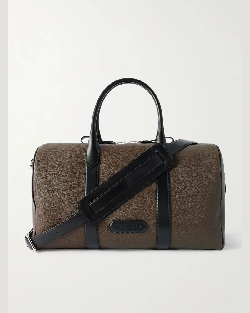 Tom Ford Bowling-Tasche aus vollnarbigem Leder Braun