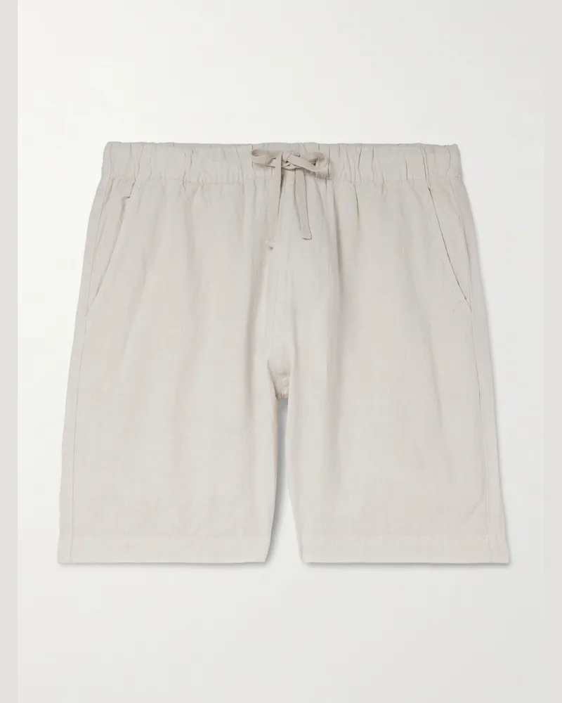 Hartford Joggy Straight-Leg Linen Bermuda Shorts Neutrals