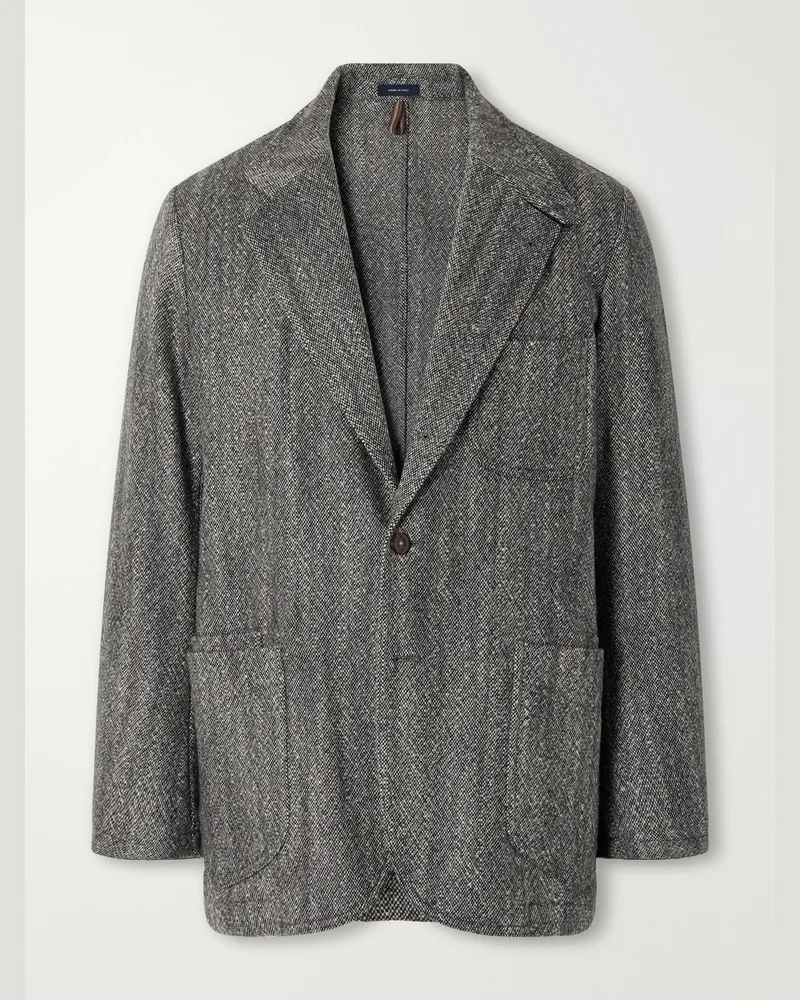 Drake's Western Games Mélange Virgin Wool-Tweed Blazer Gray