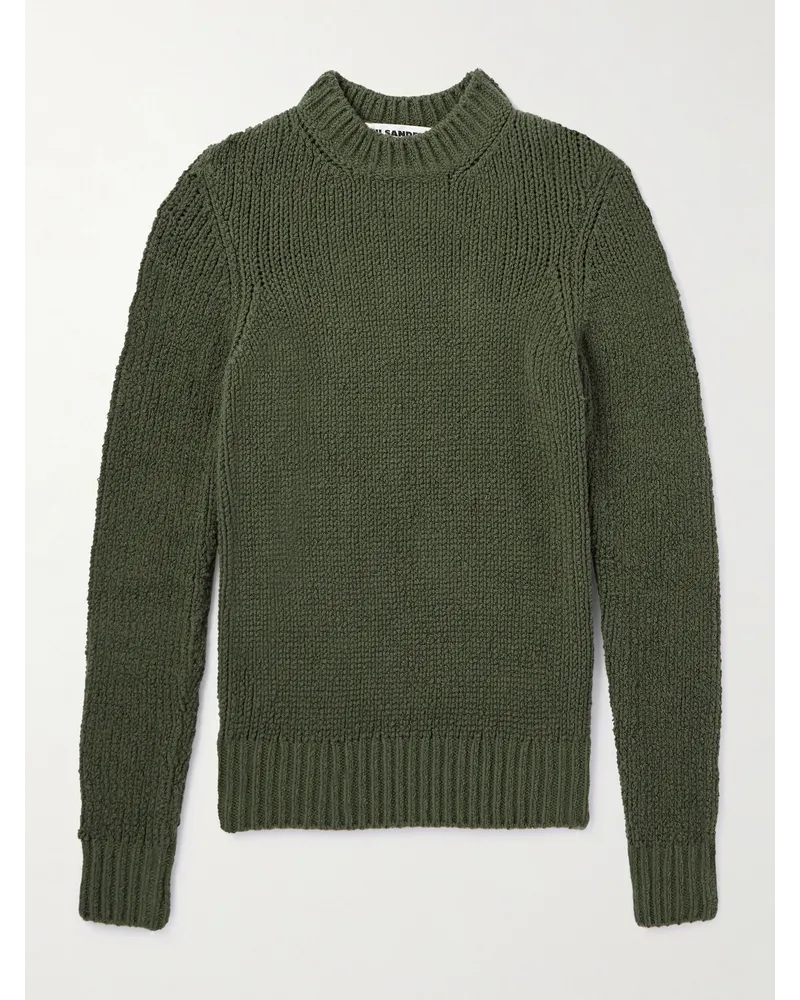 Jil Sander Pullover aus Bouclé aus einer Baumwollmischung Grün