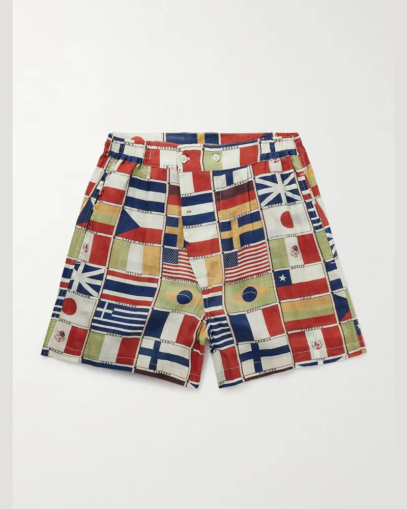 BODE International gerade geschnittene Shorts aus bedrucktem Leinen Mehrfarbig
