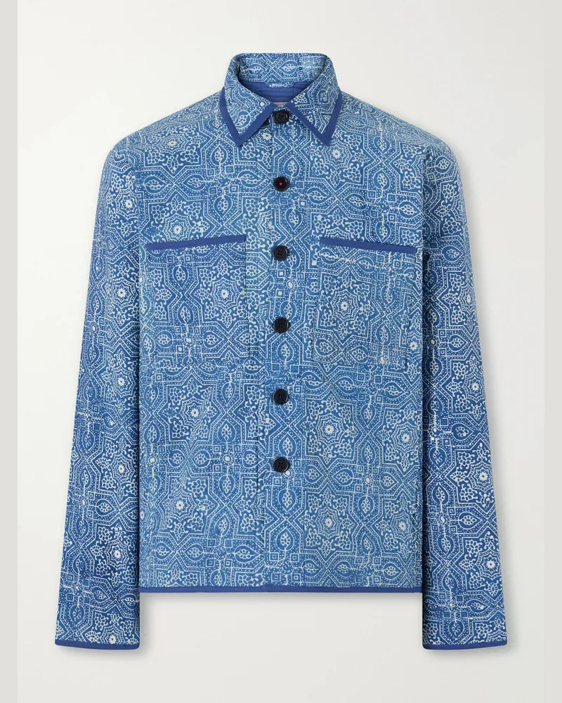 KARDO Wynton Printed Cotton Blouson Jacket Blue