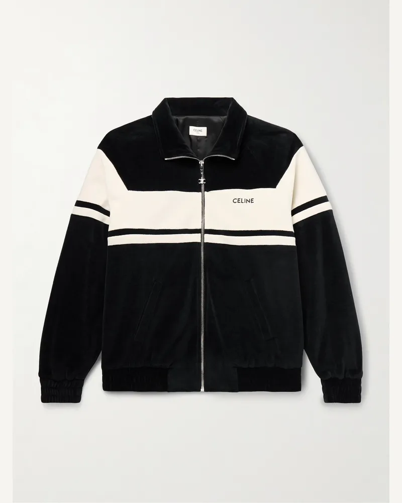 Celine Trainingsjacke aus Velours aus einer Baumwollmischung mit Logostickerei Schwarz