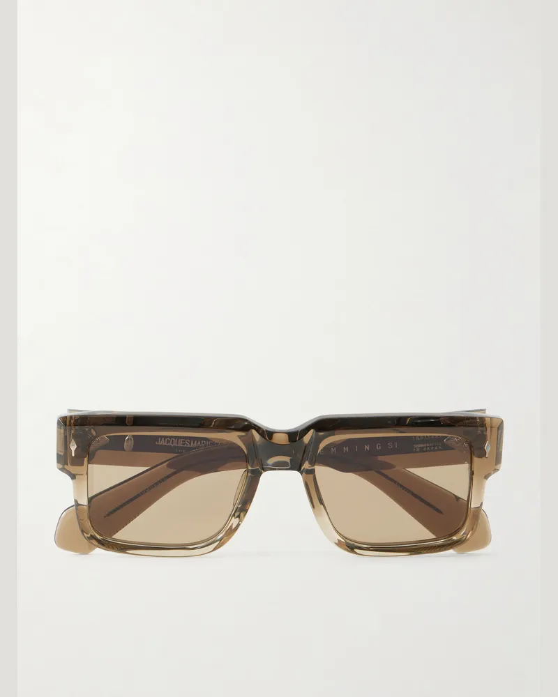 Jacques Marie Mage Hemmings Square-Frame Acetate Sunglasses Neutrals