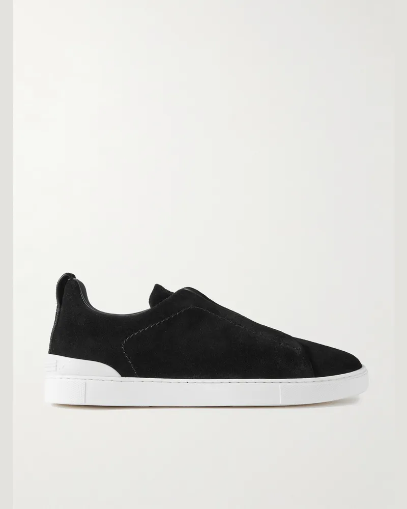 Ermenegildo Zegna Triple Stitch™ Slip-ons aus Veloursleder Schwarz