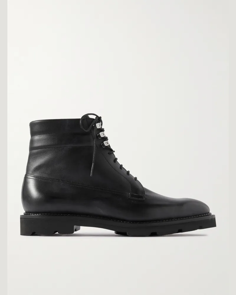 John Lobb Alder Stiefel aus brüniertem Leder Schwarz