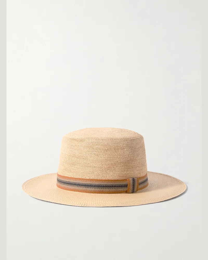 Loro Piana Naoki Webbing-Trimmed Straw Hat Neutrals
