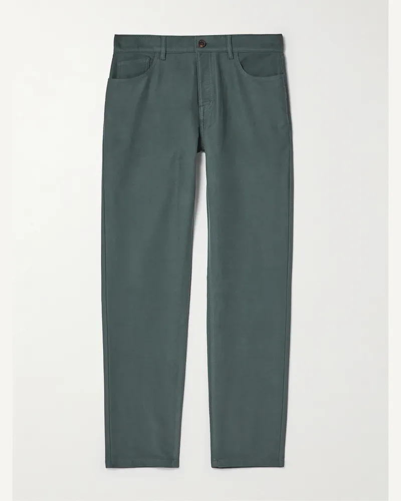 MR P. Straight-Leg Organic Cotton-Moleskin Trousers Green
