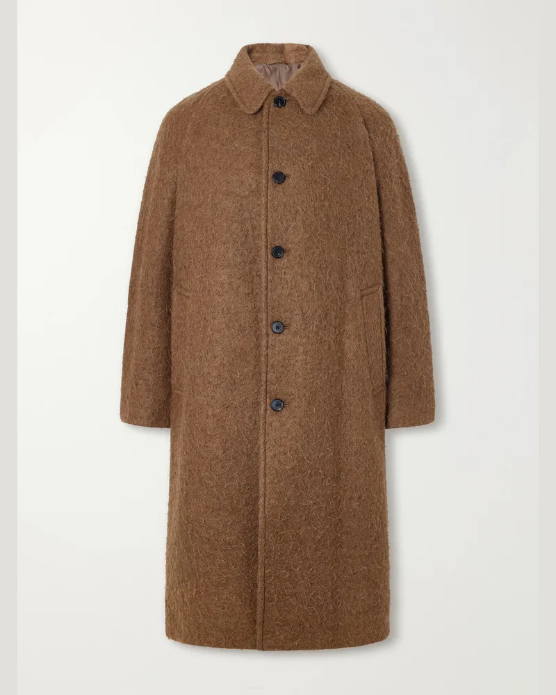 Kaptain Sunshine Brushed Wool-Blend Woven Coat Brown