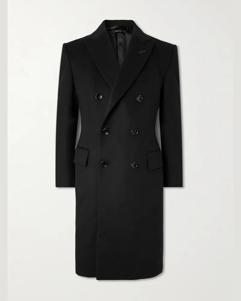 Tom Ford Doppelreihiger Mantel aus einer Woll-Kaschmirmischung Schwarz