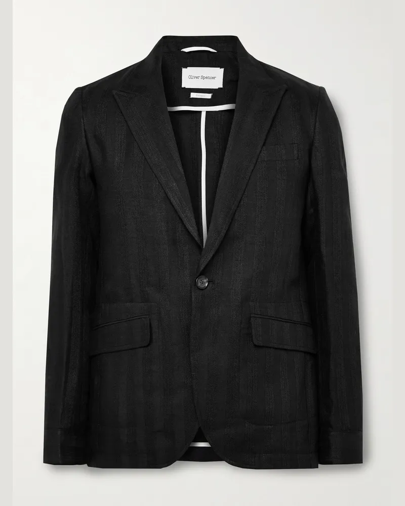Oliver Spencer Wyndhams Sakko aus besticktem Leinen Schwarz