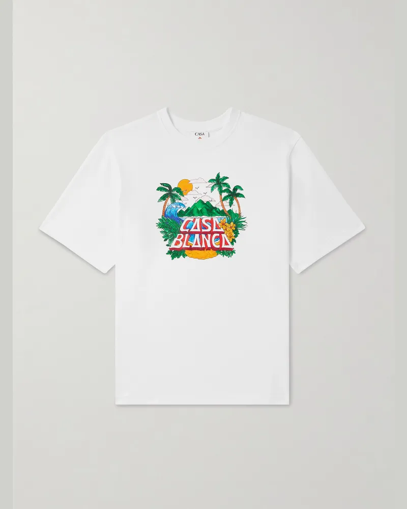 Casablanca Paris Casa Beach Wave Oversized-T-Shirt aus Biobaumwoll-Jersey mit Logoprint Weiß
