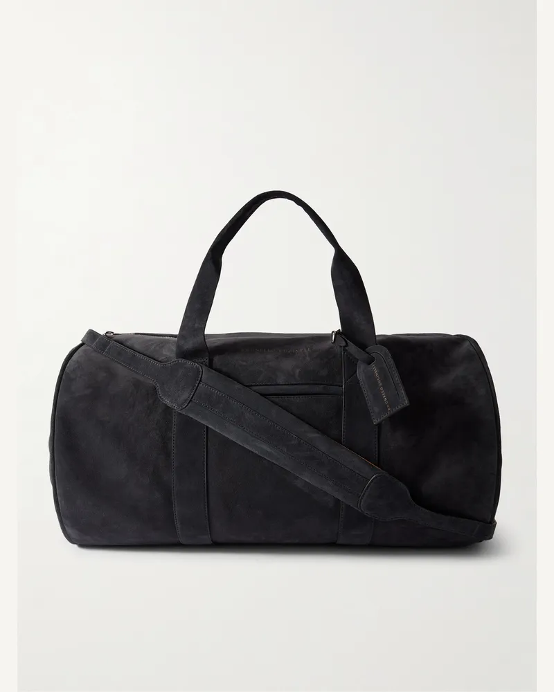 Brunello Cucinelli Bowling-Tasche aus Veloursleder Blau