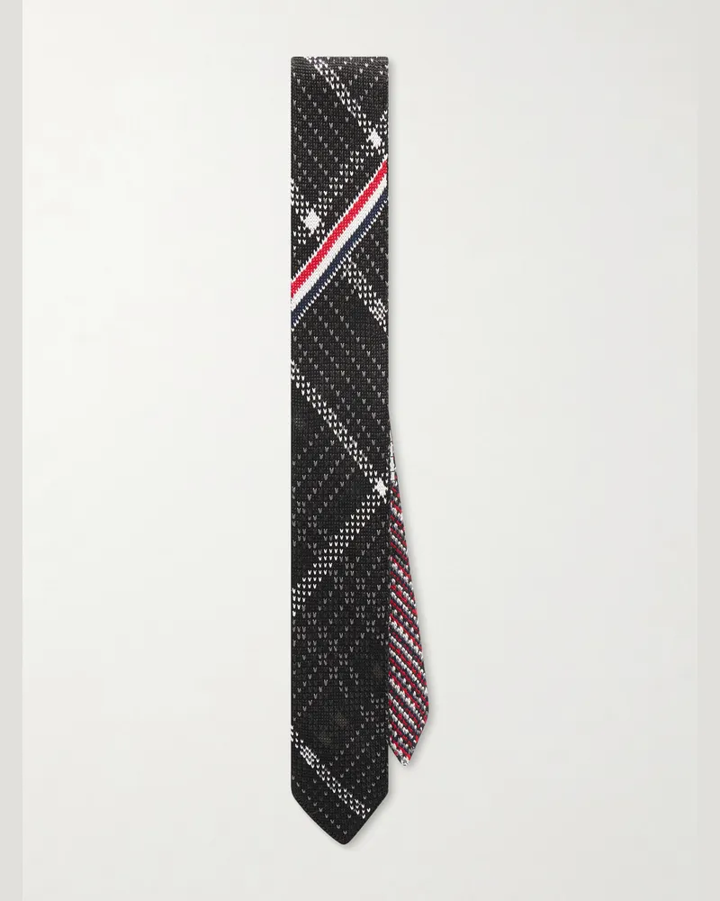 Thom Browne 5cm Silk-Jacquard Tie Black
