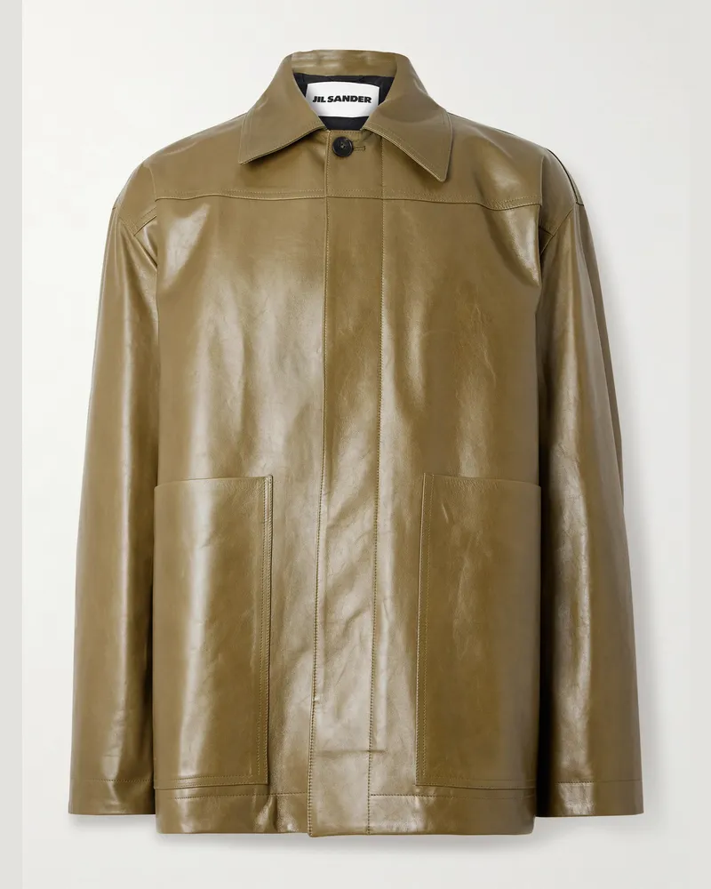 Jil Sander Oversized-Lederjacke Grün