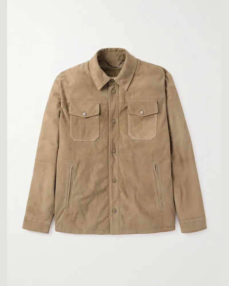 Canali Suede Jacket Brown