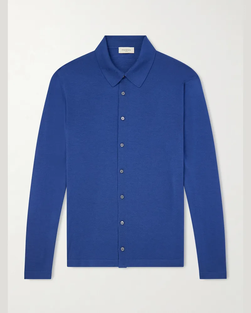 PIACENZA 1733 Hemd aus Schurwolle Blau