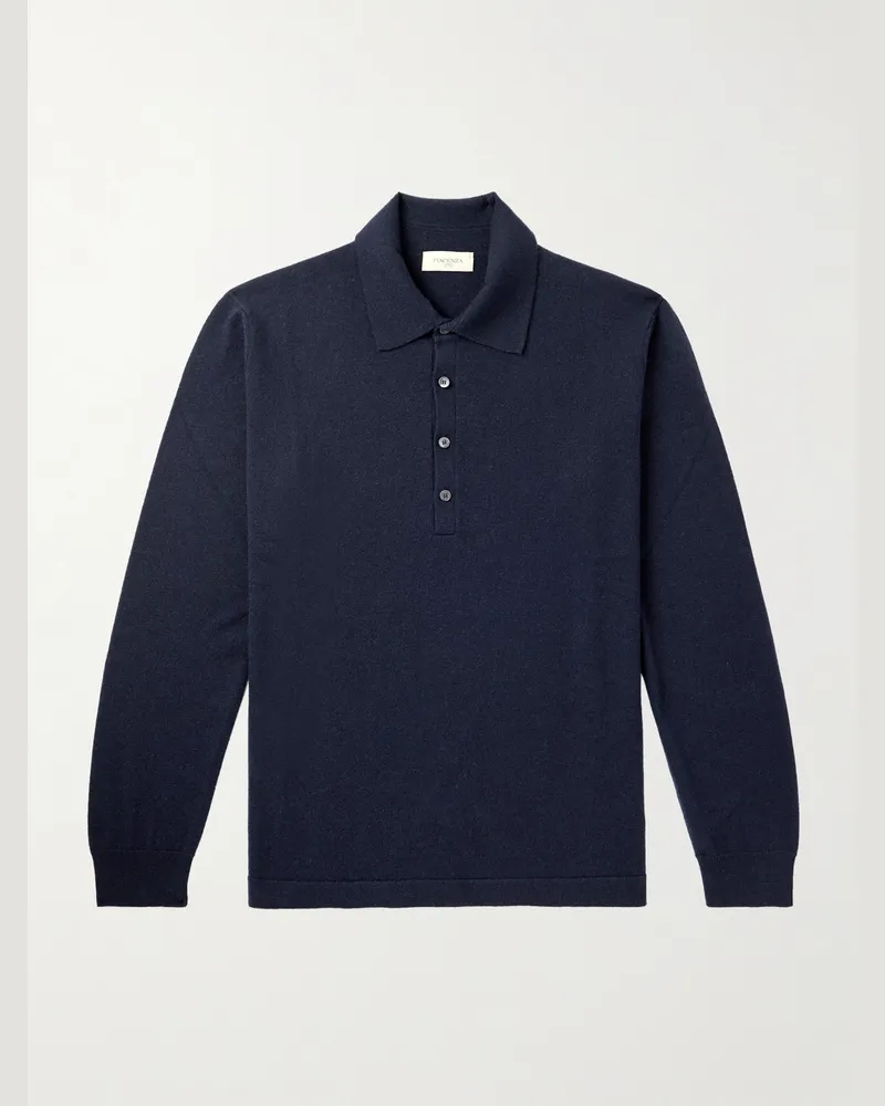 PIACENZA 1733 Schmal geschnittener Pullover aus Kaschmir mit Polokragen Blau