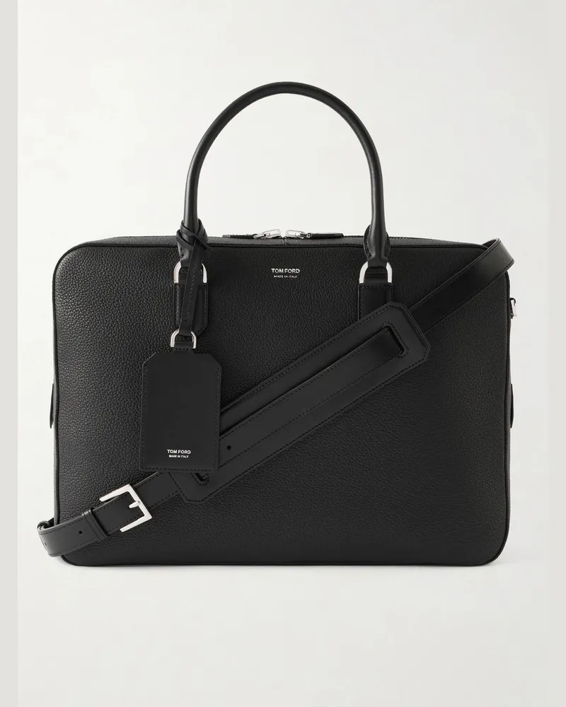 Tom Ford Elliot Aktentasche aus vollnarbigem Leder Schwarz