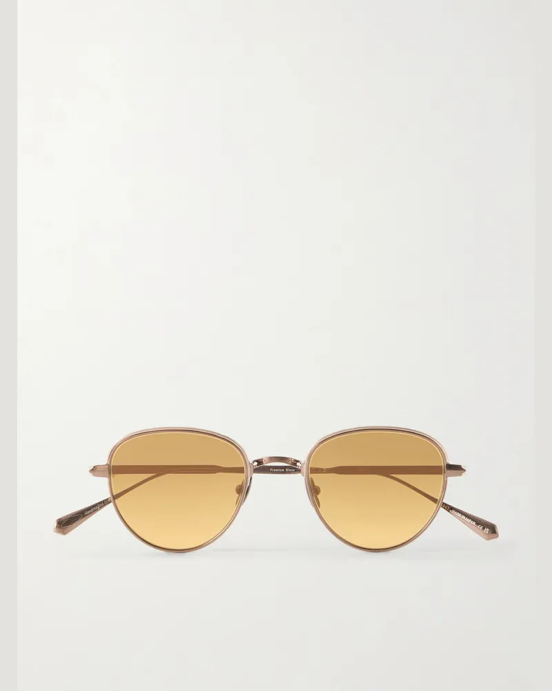 Garrett Leight Wells J Round-Frame Bronze-Tone Titanium Sunglasses Gold