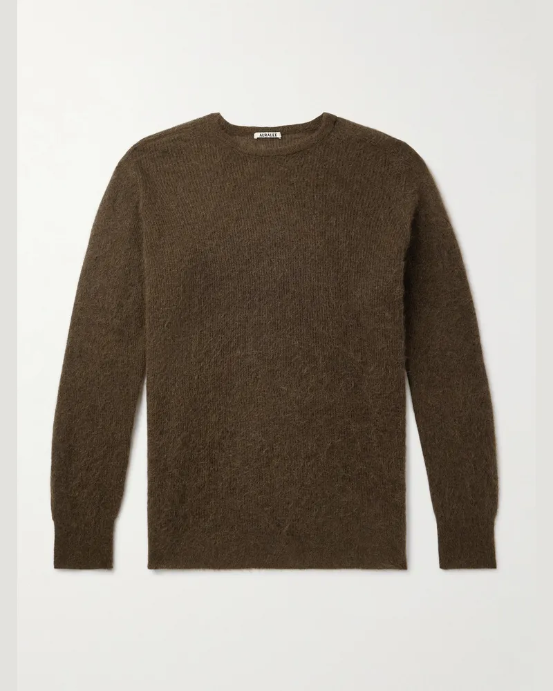 AURALEE Pullover aus einer Alpakawollmischung in Rippstrick Braun