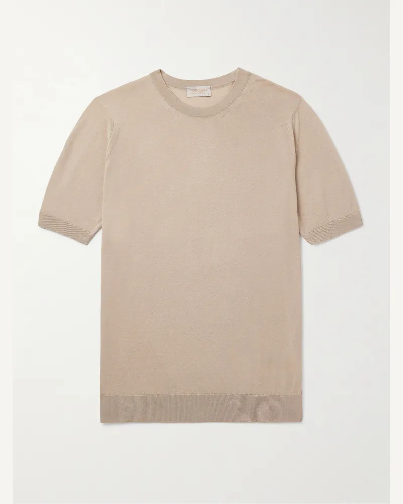 John Smedley Coulter schmal geschnittenes T-Shirt aus einer Biobaumwoll-Kaschmirmischung Neutral
